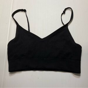 Old Navy Active Sports Jog Bra Go-Dry Women Sz S Black Ribbed Wireless Gym